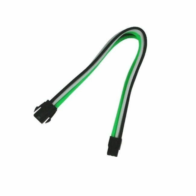 Удлинитель Nanoxia 6-pin PCI-E, 30 см, индивидуальная оплетка, зеленый/белый/черный