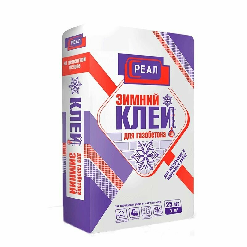 Клей для газобетона Реал зимний 25 кг