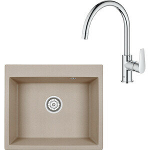 Кухонная мойка и смеситель Granula GR-6001 песок, Grohe BauEdge 31367001