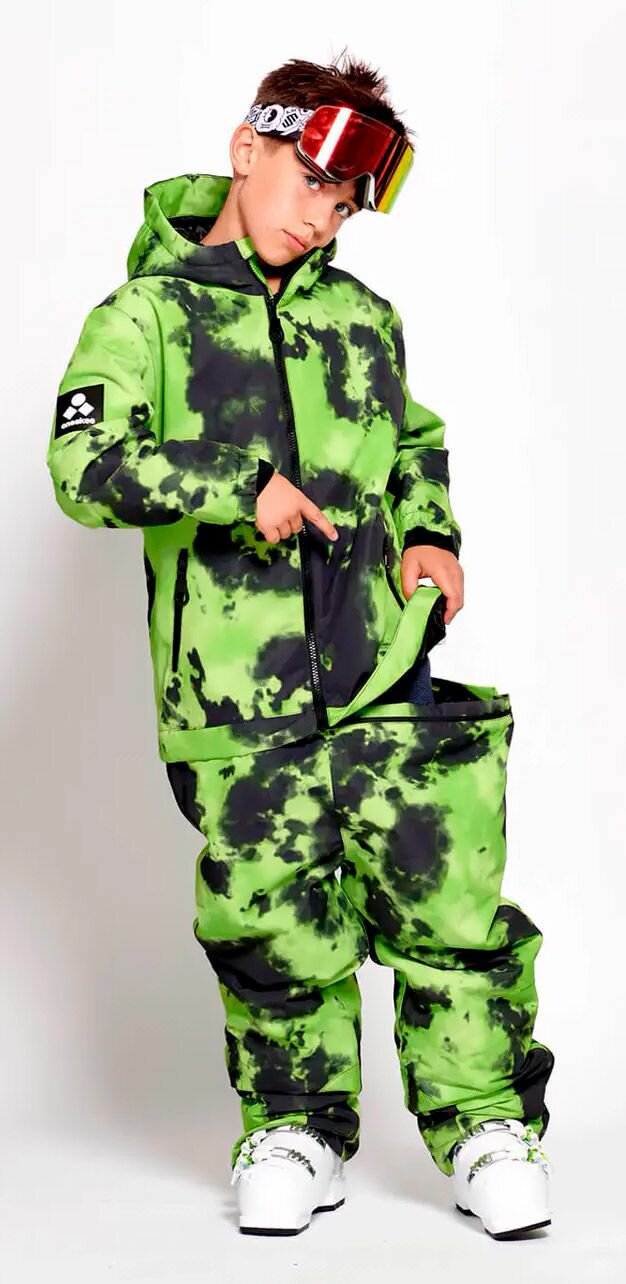 Комбинезон горнолыжный oneskee Осень-зима 2023, размер 5-6, , зеленый, черный — фото 1