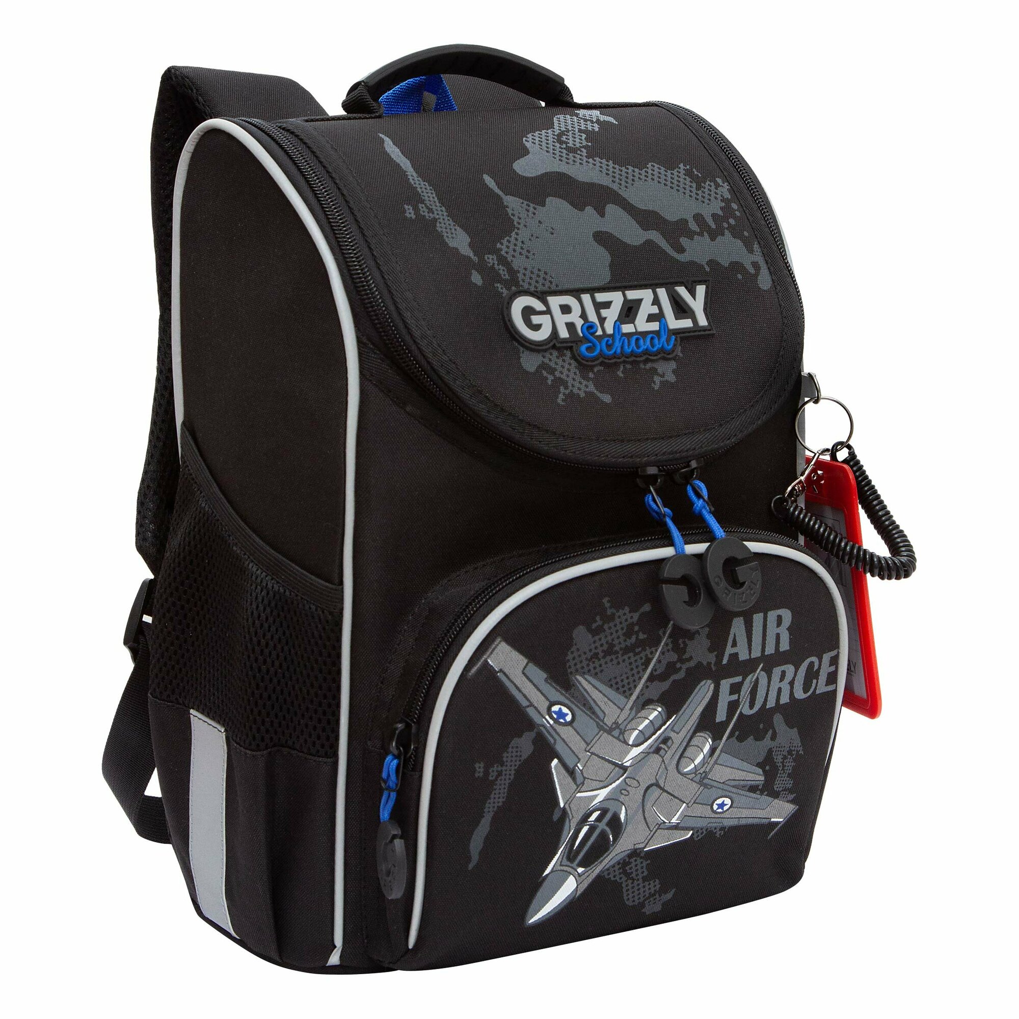 фото Ранец школьный GRIZZLY суперлегкий с анатомической спинкой, на ножках, с мешком для обуви, для мальчика RAm-485-3/2
