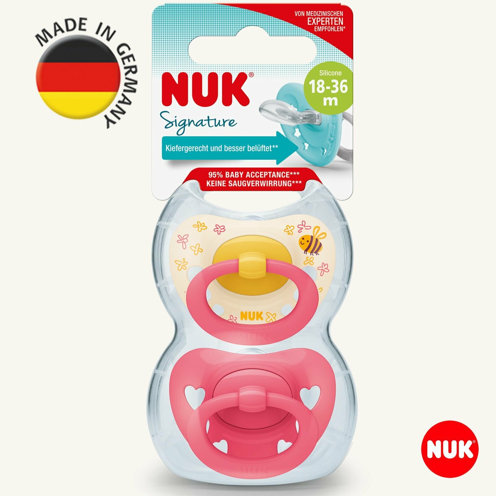 NUK SIGNATURE Силиконовая соска-пустышка для малышей 18-36 месяцев, 2 шт