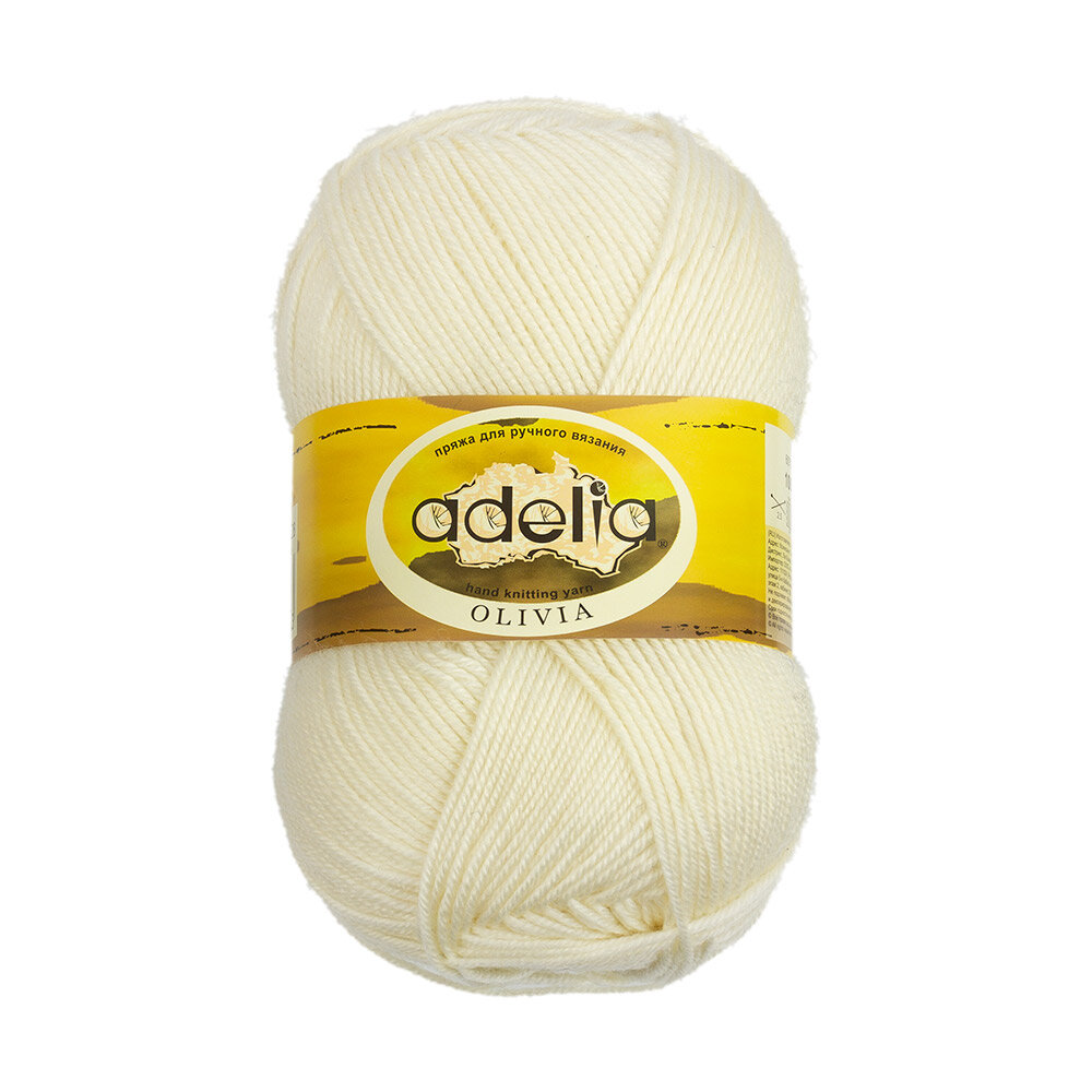 Пряжа Adelia "OLIVIA", 5 шт. по 100 г, набор, 60% акрил, 40% шерсть 250 м №28 молочный