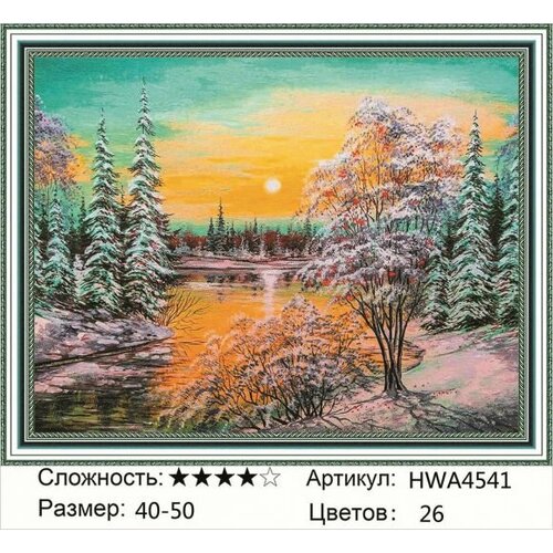 Алмазная мозаика на подрамнике полная выкладка 40х50см пейзаж природа зима HWA 4541