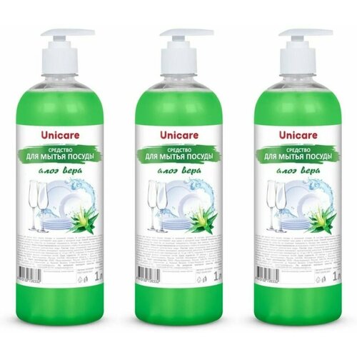 UNICARE Средство для мытья посуды Алоэ Вера с дозатором 1 л 3 шт 858₽