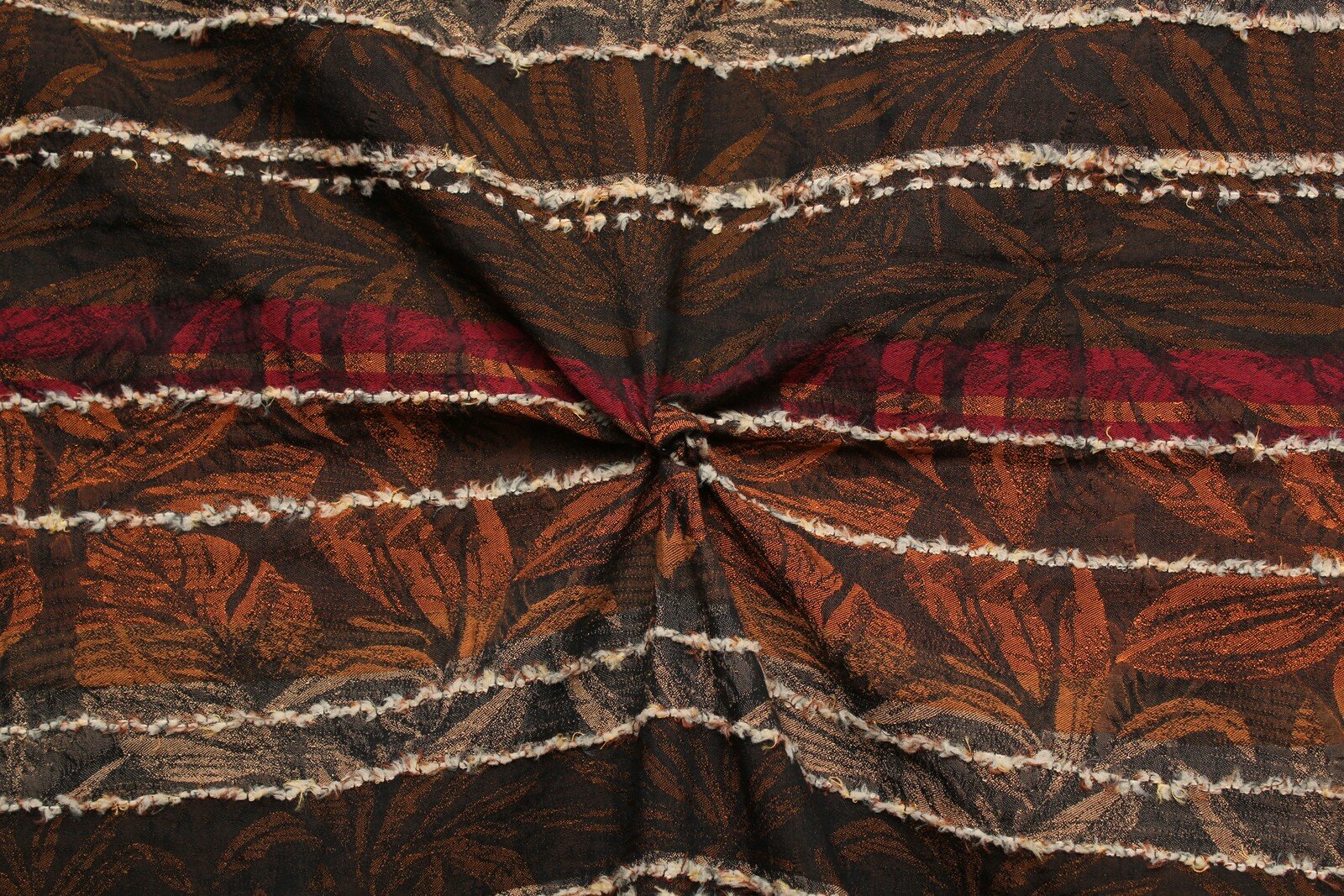 Ткань Жаккард коричнево-охристый в полоску ш132см 05 м