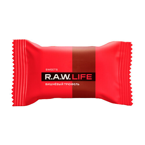 Raw Life, Конфета шоколадно-фруктовая "Вишнёвый трюфель", 18 грамм, 3 штуки