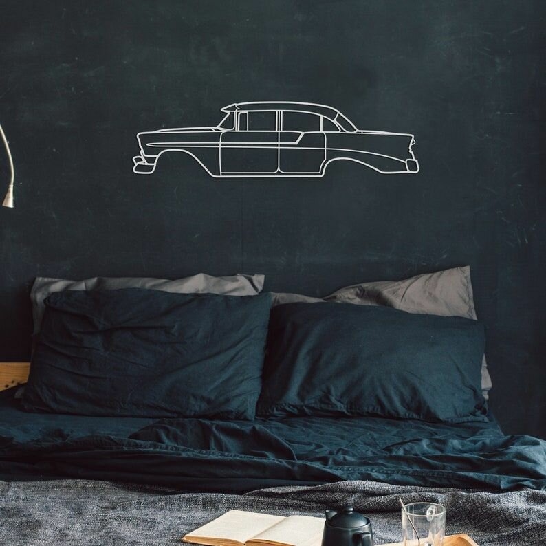 Декоративное панно деревянное, 1956 Chevrolet Belair (белый цвет)