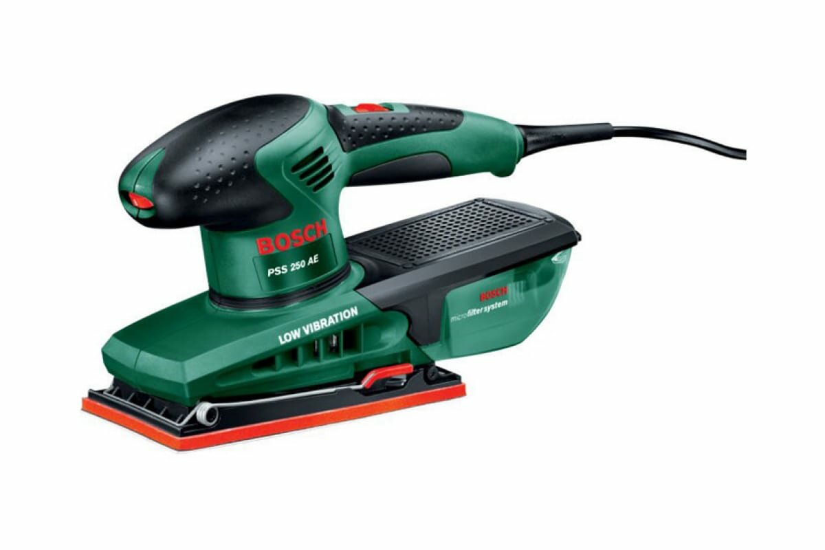 Вибрационная шлифмашина "Bosch green" PSS 250 AE, 250 Вт,14000-24000 об/мин, 92*182 мм (кейс)