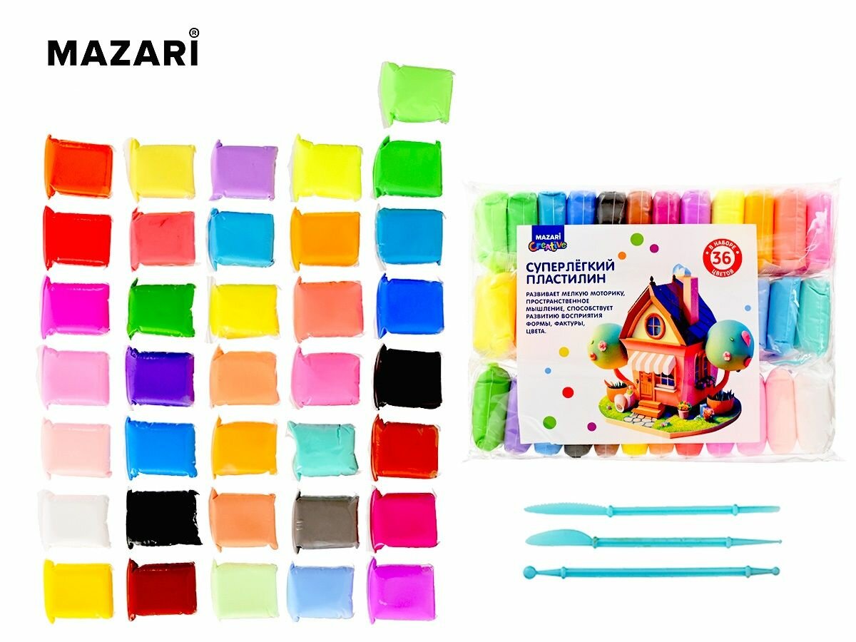 Воздушный супер легкий пластилин набор для творчества для лепки 36 цветов по 13г Mazari
