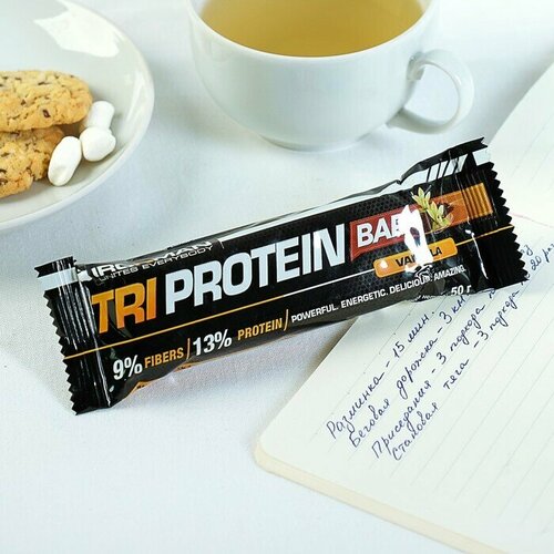 ironman батончик energy bar c гуараной кокос тёмная глазурь 50 г Батончик Ironman TRI Protein Bar, ваниль, тёмная глазурь, 50 г (2 шт)