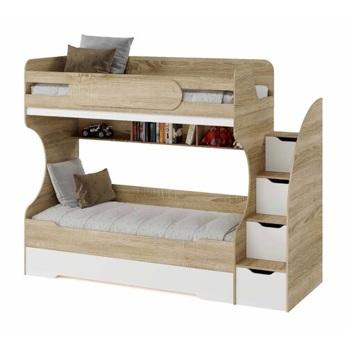 Кровать 3-х ярусная Биг дуб сономабелый Праваялевая 200х90 57490₽