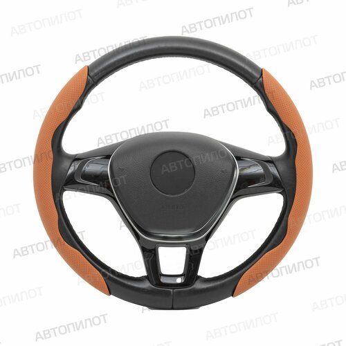 Накладки на руль Ленд Ровер Дискавери (2016 - 2021) внедорожник 5 дверей / Land Rover Discovery, Экокожа (высокого качества), Коричневый