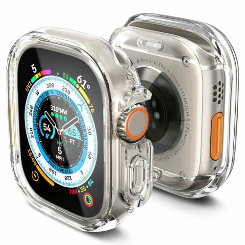 Чехол SPIGEN для Apple Watch Ultra (49 mm) - Ultra Hybrid - Прозрачный - ACS05459 чехол spigen на samsung galaxy watch 5 4 44 mm acs03475 ultra hybrid спиген для галакси вотч противоударный прозрачный