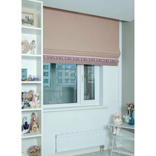 Римские шторы блэкаут на окна для комнаты, Моя Штора, ширина 140 см х высота 140 см, Капучино/Серо-розовый