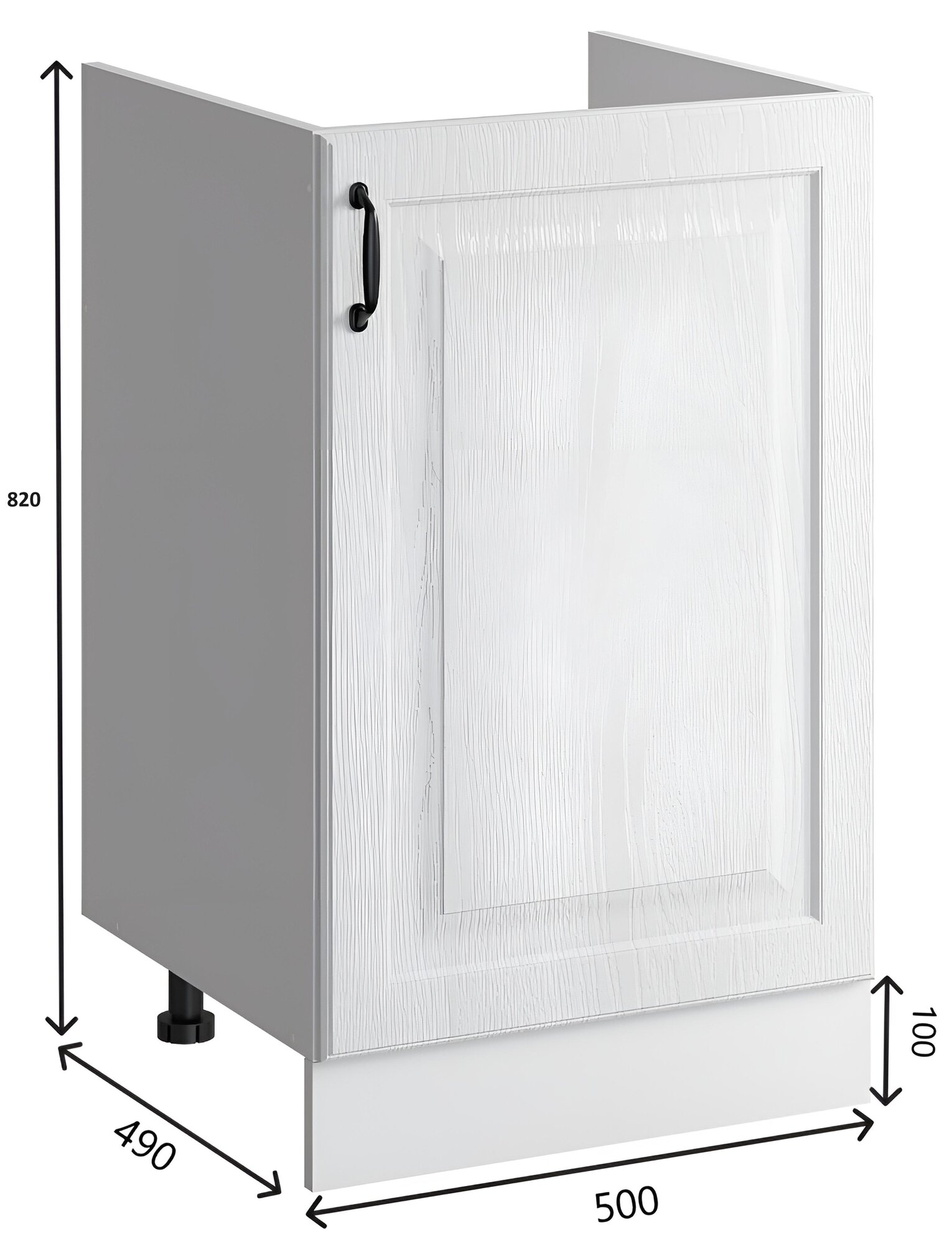 Шкаф кухонный напольный 50 см. для мойки, МДФ Белая текстура