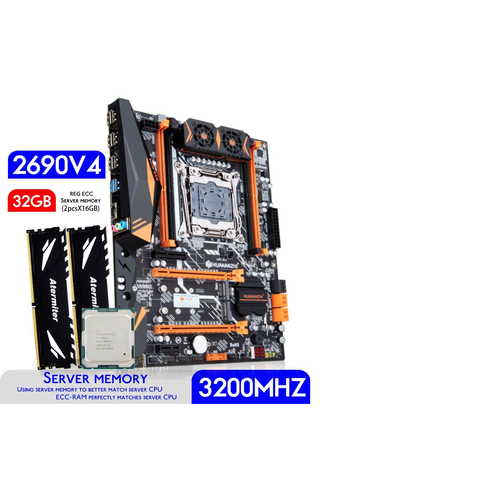 Комплект материнской платы X99: Huananzhi BD4 + Xeon E5 2690v.4 + DDR4 32Гб 3200mgz