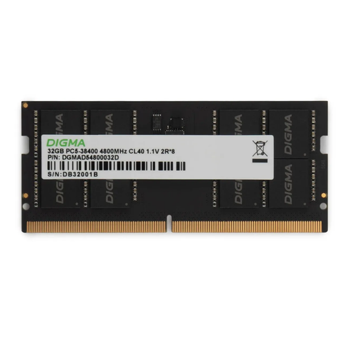Оперативная память 32Gb DDR5 4800MHz Digma SO-DIMM DGMAS54800032D 1149000₽