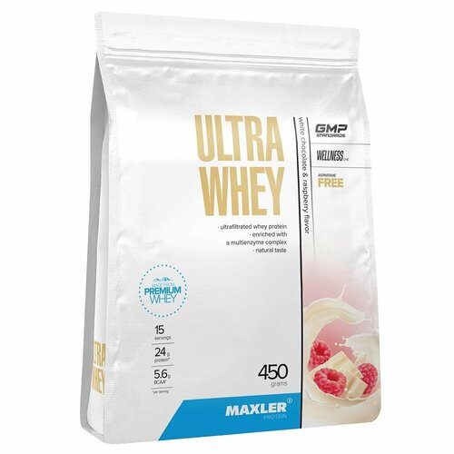 Maxler Ultra Whey 450 гр пакет (Maxler) Белый шоколад и малина протеин сывороточный maxler ultra whey 750 гр молочный шоколад