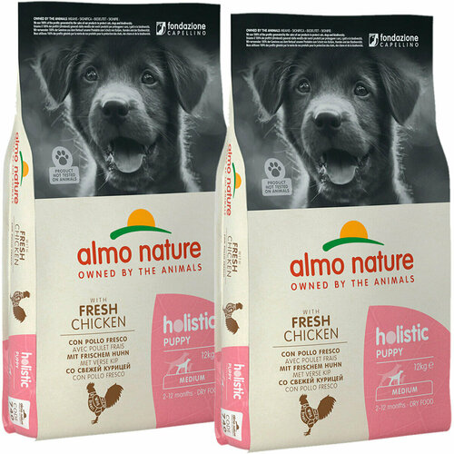 ALMO NATURE MEDIUM PUPPY & CHICKEN для щенков средних пород с курицей (12 + 12 кг)