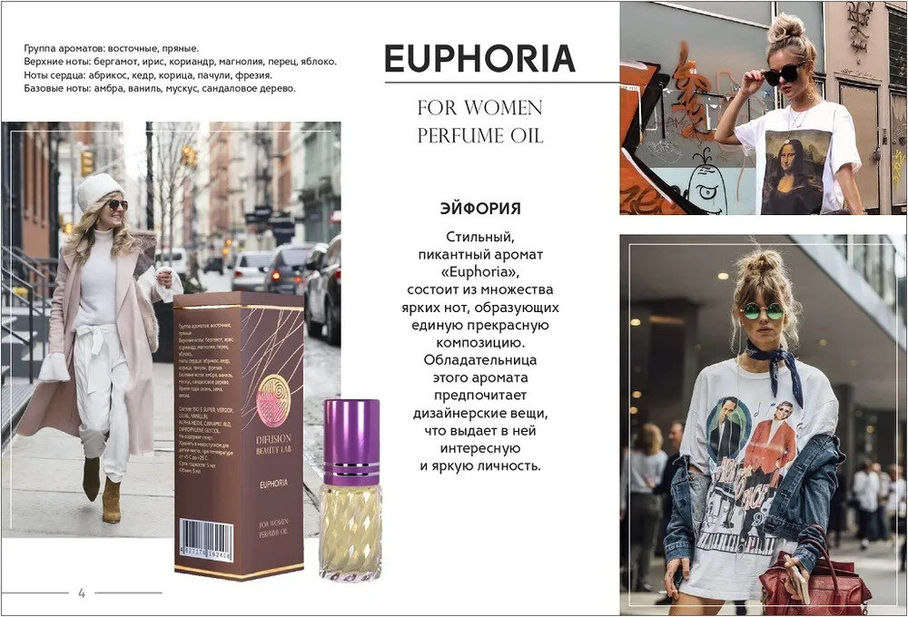 Difusion Beauty Lab Парфюмерный набор масляных духов "Эйфория", женский (3 аромата по 1,5 мл в подарок)