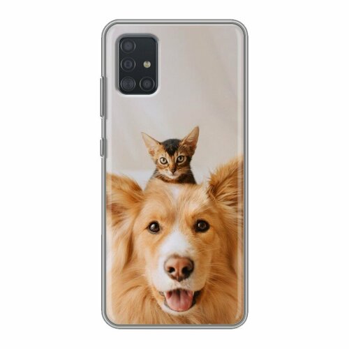 Дизайнерский силиконовый чехол для Samsung Galaxy A51 Собака и котенок