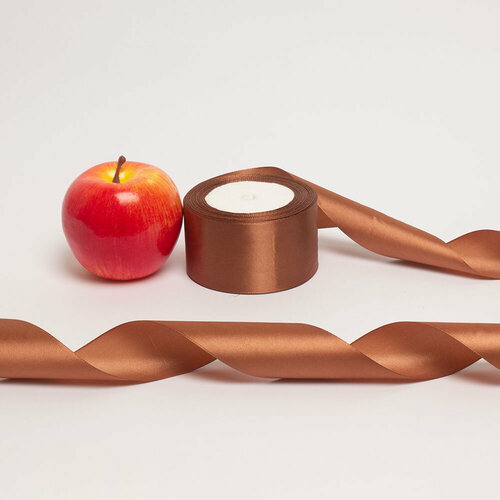 Лента атласная коричневая 50мм х 22м - 1шт.