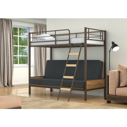 Двухъярусная кровать-диван Дакар 2 Черный (вставки дуб крафт табак)