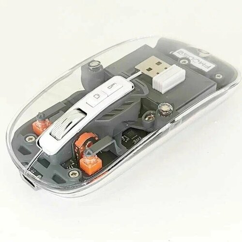 Мышь беспроводная FMOUSE M133 прозрачная с магнитной крышкой Серый 110000₽