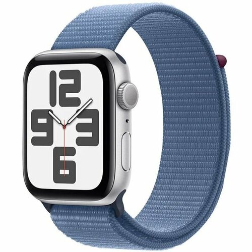 apple watch series se 2023 40mm midnight aluminum case with midnight sand sport band Смарт-часы Apple Watch SE 2023 40mm Silver Aluminum Case with Winter Blue Sport Loop (MRE33)