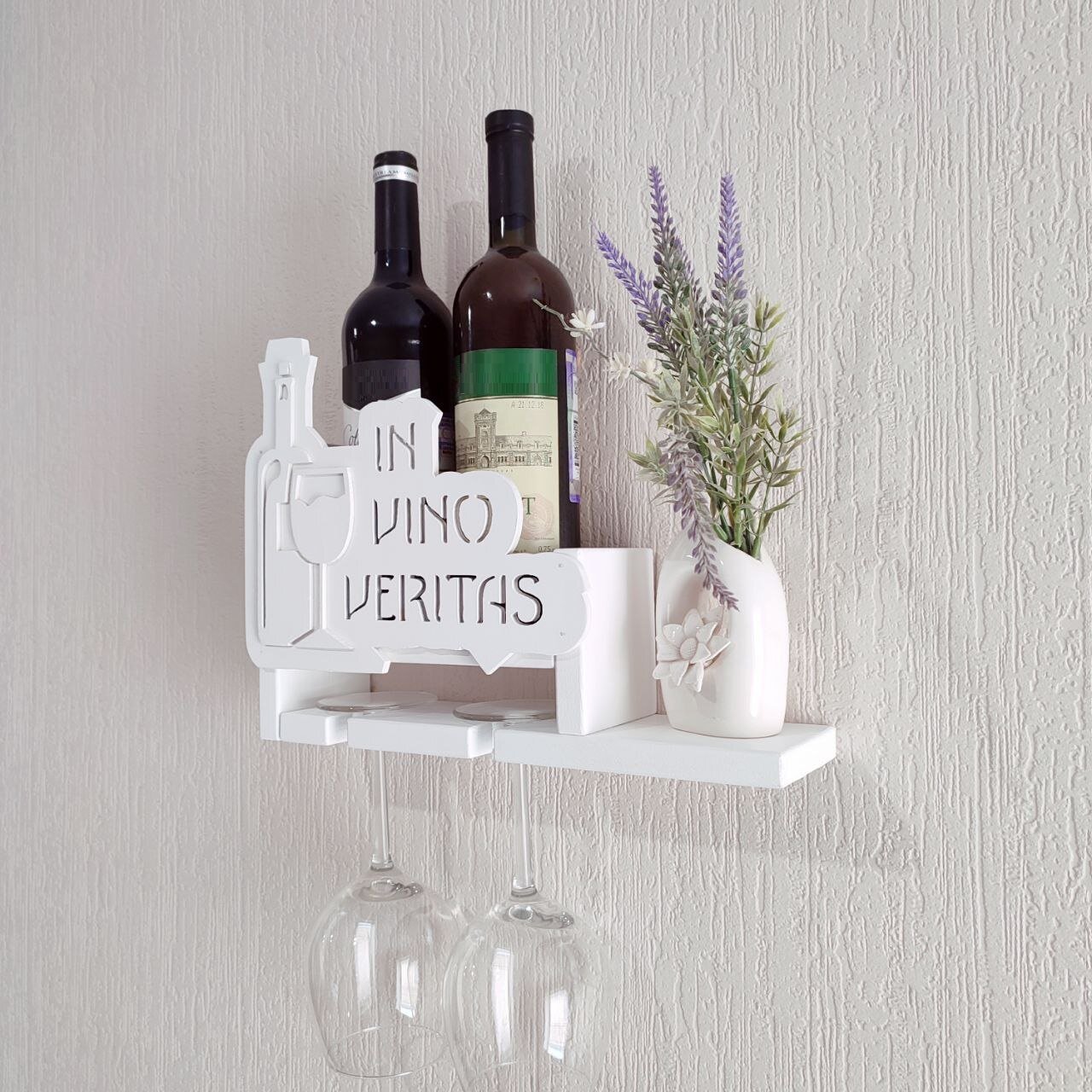 Настенная полка для бутылок вина и бокалов mini