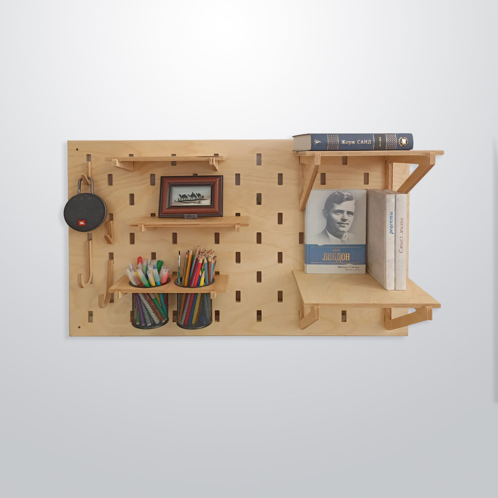 фото Пегборд, Органайзер на стену, Перфорированная панель, Комплект полок "Максималист"