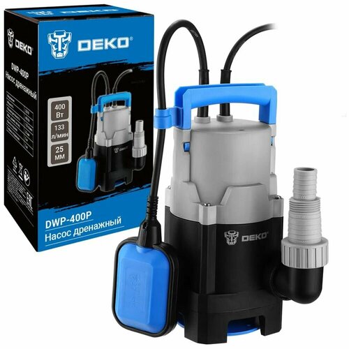 Дренажный насос для грязной воды Deko DWP-400P грязевая поплавок 220В 400Вт пластик 076-0542 3499₽