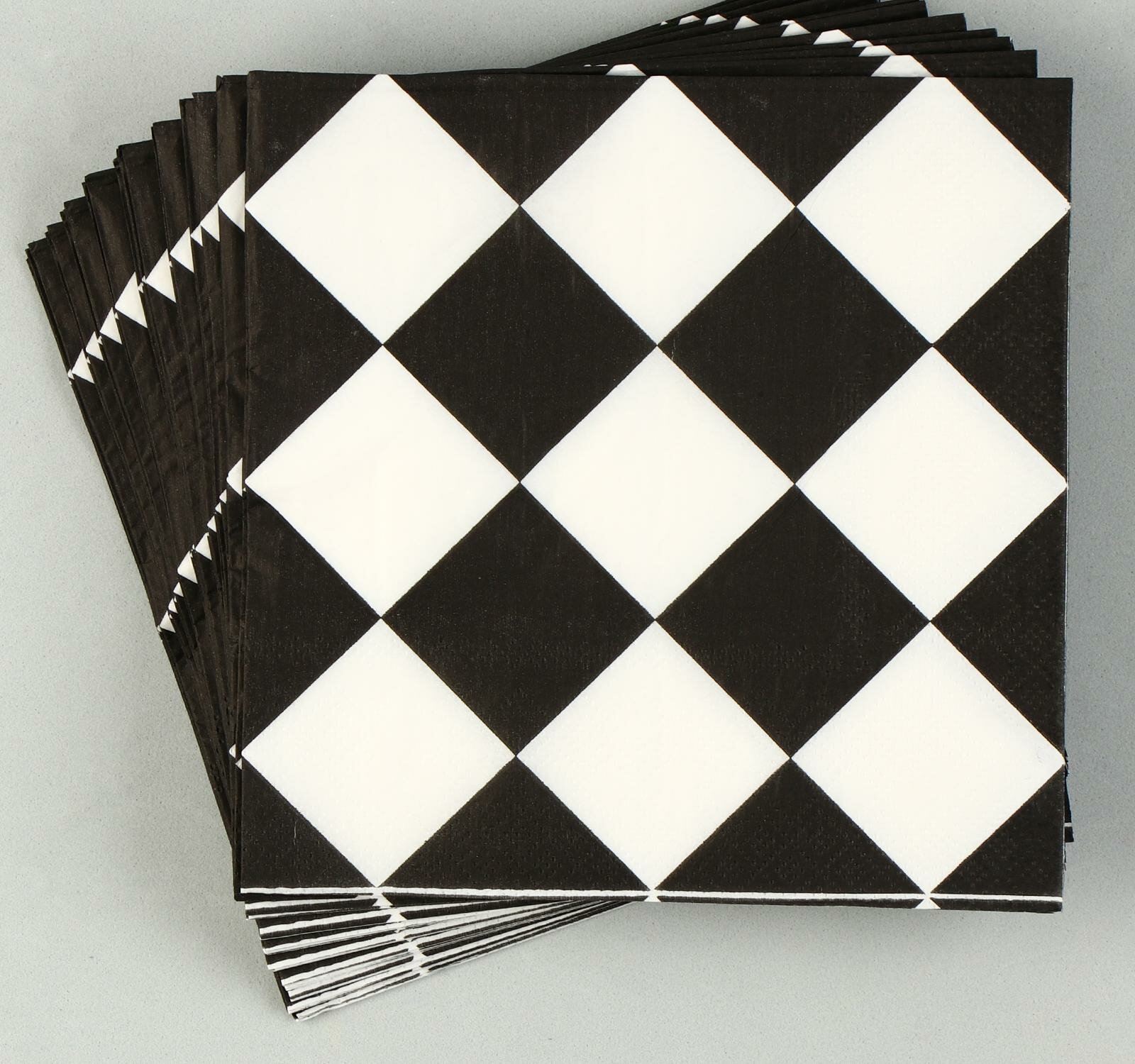 Салфетки бумажные "Чёрные ромбики" 33х33 см, набор 20 шт.