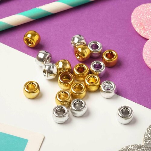 Манжеты для волос Молли набор 20 шт - 3 шт гаечки 04х04 см золото серебро 226₽