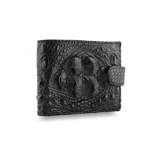 Кошелек Exotic Leather kk-539, черный кошелек из брюшной кожи крокодила