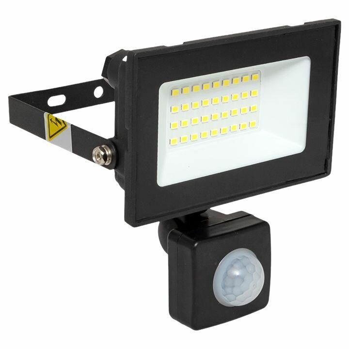 фото Прожектор светодиодный СДО-3003 30Вт 6500К IP54 с инфракрасным датчиком движения EKF FLL-3003-30D-6500