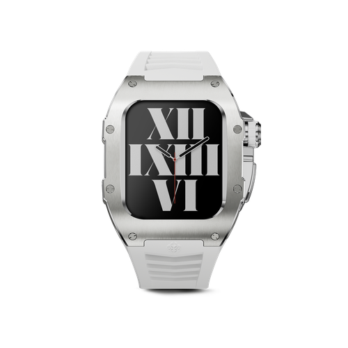 Корпус для часов Golden Concept для Apple Watch 41 мм, титан / резина / нержавеющая сталь, белый / стальной