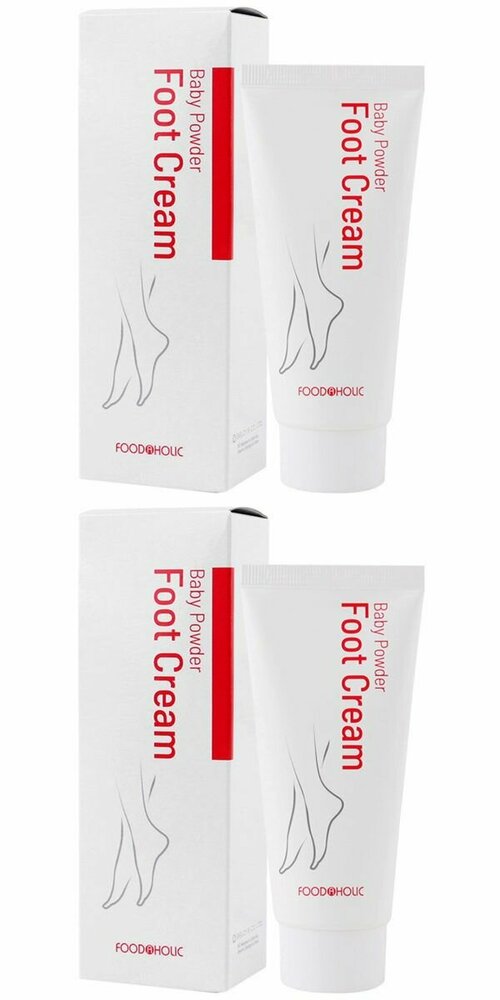 FoodaHolic Крем для ног Baby Powder Foot Cream, Vaseline, с детской пудрой, 100 мл, 2 шт.