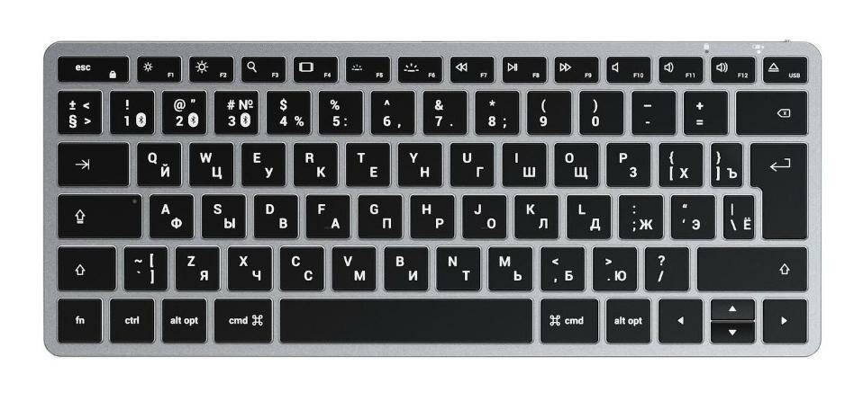 Беспроводная клавиатура Satechi Slim X1 Bluetooth Keyboard-RU. Раскладка - Русская. Цвет- серебристый