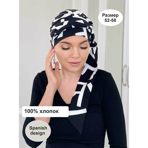 Чалма Katerina Lev, размер 52-60, черный/белый детский головной убор для новорожденных эластичная хлопковая ткань тюрбан для девочек детские головные уборы аксессуары для волос