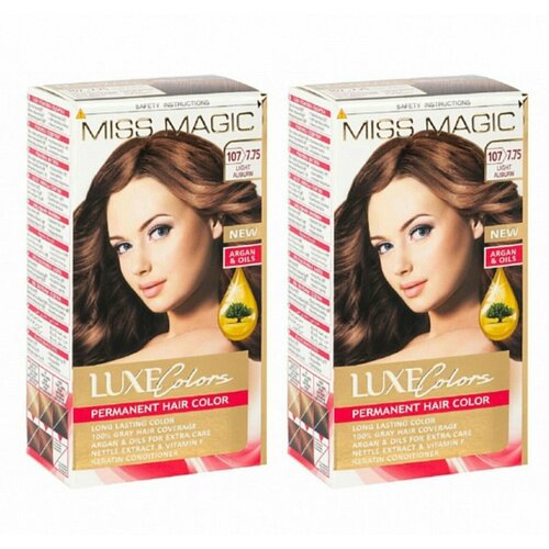 MISS MAGIC Краска для волос Luxe Colors, тон 107/7.75 Светло-каштановый, 108 мл, 2 штуки/