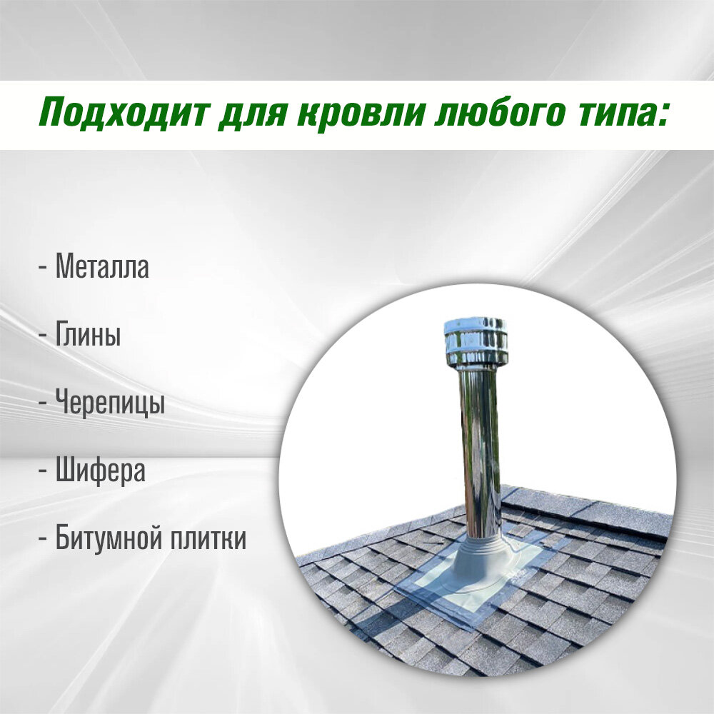 Кровельный проходник для дымохода "везувий" №110 Зеленый (д.75-200мм, 420х420мм) угловой, силикон — фото 1