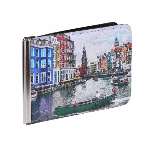 Зажим для купюр Eshemoda, фактура зернистая, матовая, синий, черный