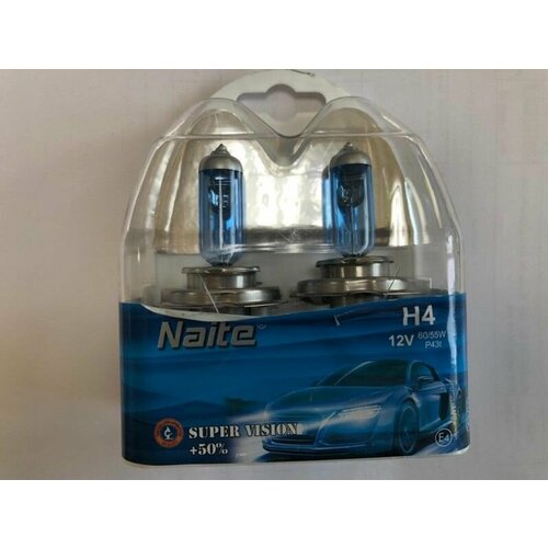 Лампа H4 12V 60/55W P43t н/о набор +50% Super White комплект 2 шт