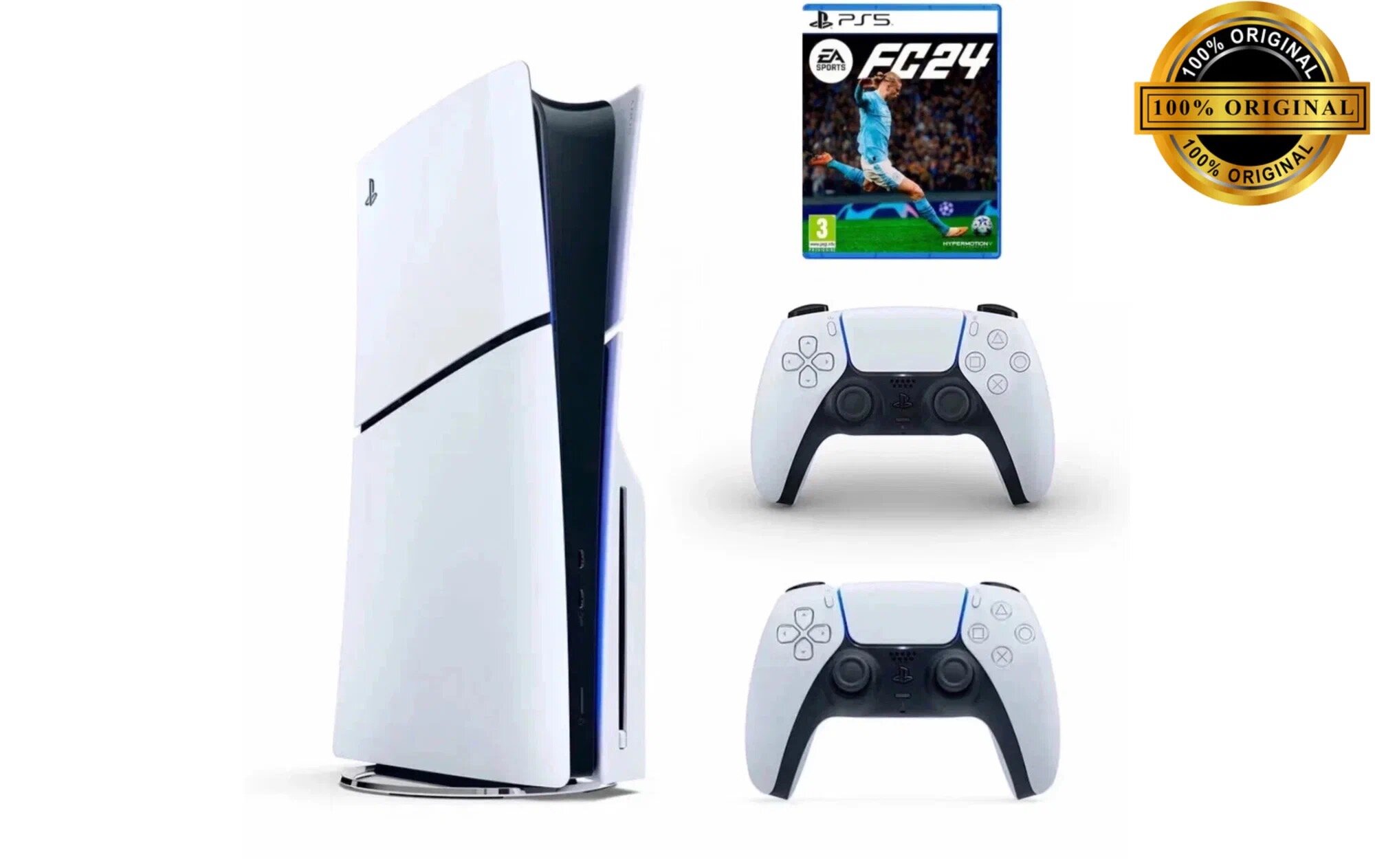 Игровая приставка Sony PlayStation 5 Slim, с дисководом, 1 ТБ, два геймпада, Fifa 24