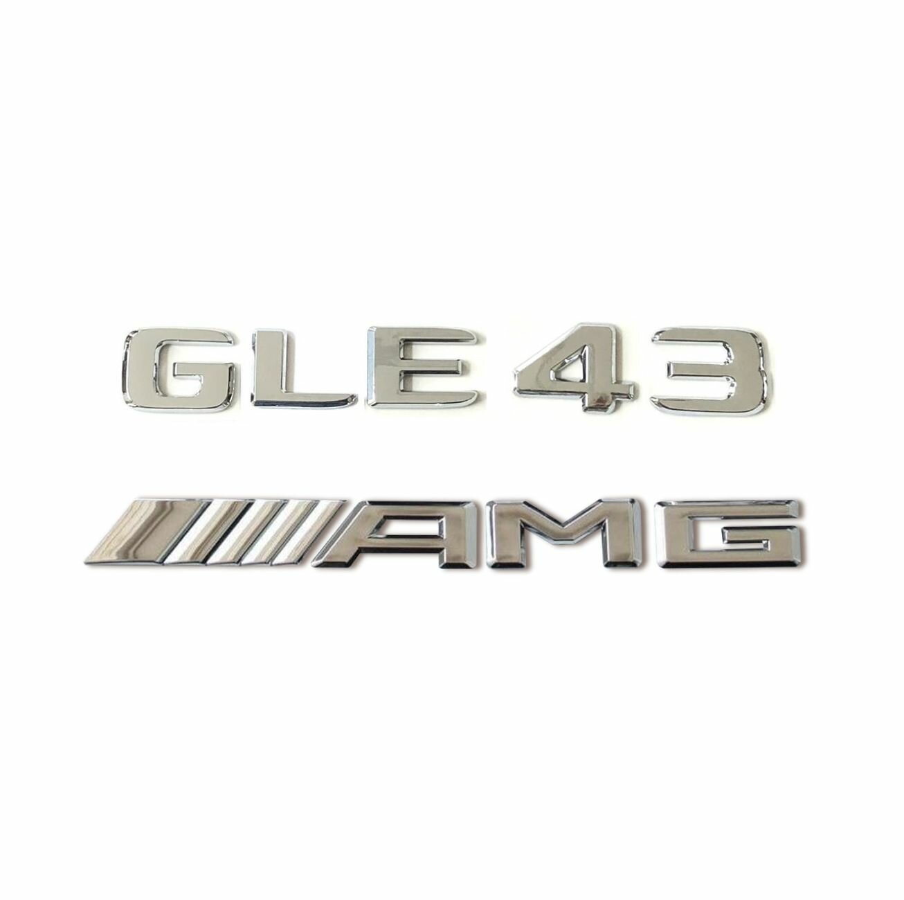 Комплект: шильдик на багажник для Mercedes GLE43 (новый шрифт 2017+) +AMG хром