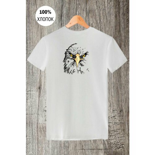 футболка anta силуэт прямой размер xxl белый Футболка силуэт орла птицы, размер XXL, белый