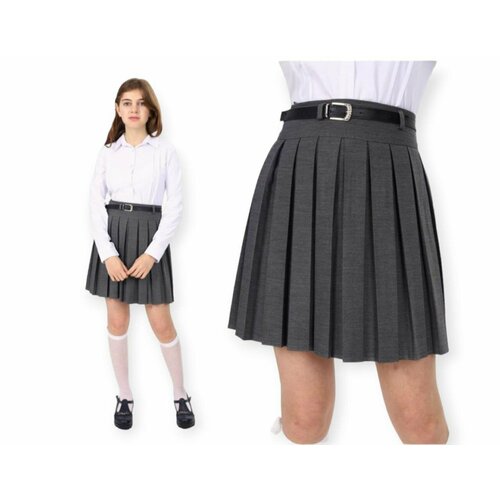 Школьная юбка, размер 34, серый