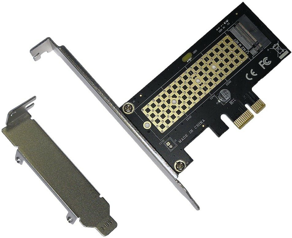 ORIENT C302E, Переходник PCI-Ex1- M.2 M-key NVMe SSD, тип 2230/2242/2260/2280, 2 планки крепления в комплекте (31152)